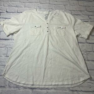 Croft & Barrow White Henley Shirt XXL